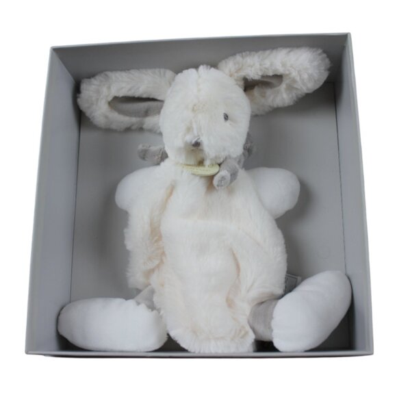 Doudou et Compagnie Paris Bunny Lovey Plush Toy Baby 8.5" Ivory Cream Gray NEW - Picture 1 of 5